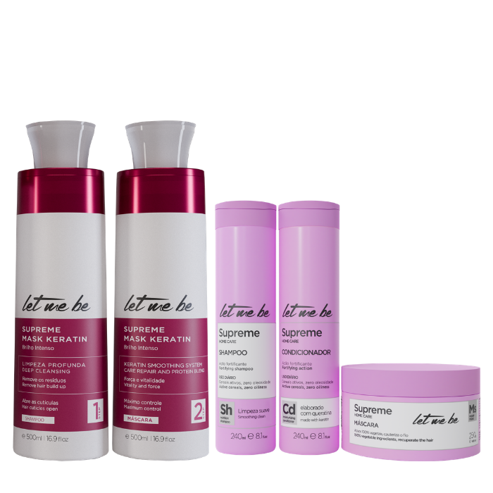 Supreme Straightening Kit Mask Keratin | 2x500ml + Supreme Home Care Kit | Post-progressive