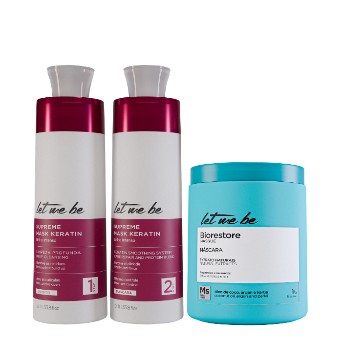 Supreme Straightening Kit Mask Keratin | 2x1L + Biorestore Ultra Moisturizing Mask | 1kg