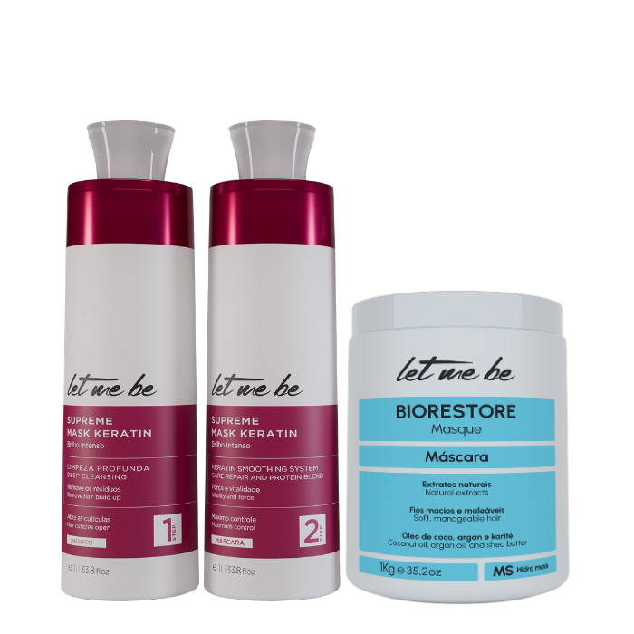 Supreme Straightening Kit Mask Keratin | 2x1L + Biorestore Ultra Moisturizing Mask | 1kg