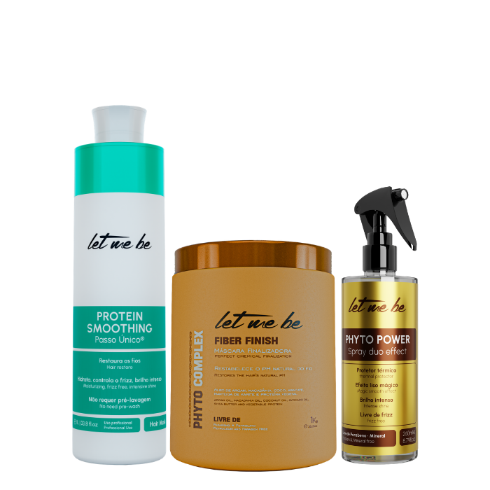 Protein Smoothing One-Step Hair Straightening Treatment | 1L + Phyto Complex Fiber Finish Finishing Mask | 1kg + Phyto Power Spray | 260ml