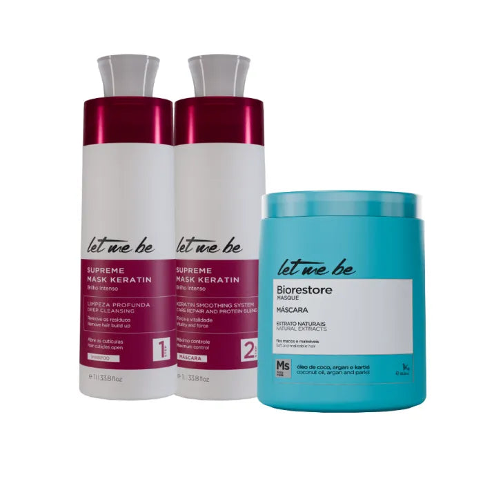 Supreme Mask Keratin Straightening Kit | 2x1L + Biorestore Ultra Moisturizing Mask | 1Kg